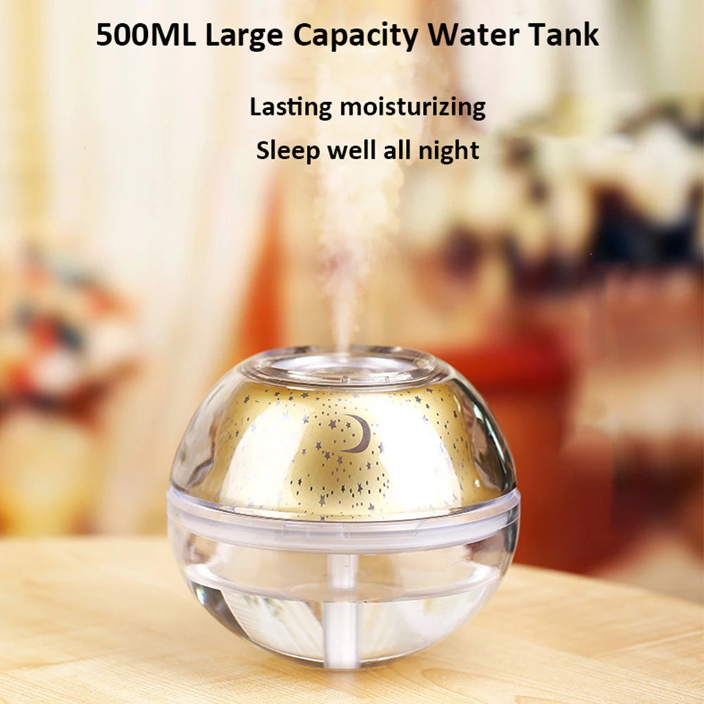 USB Ultrasonic Humidifier and Diffuser with Star sky Lamp