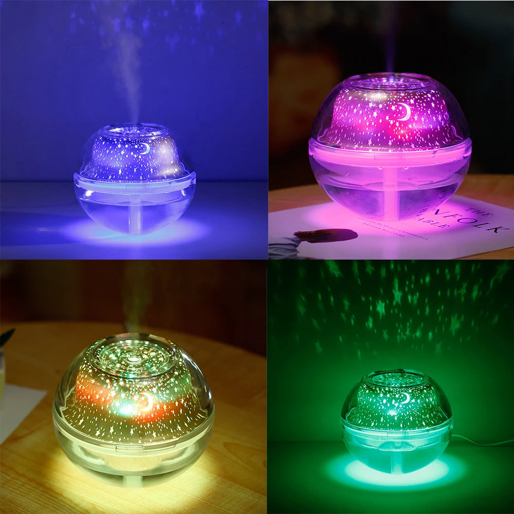 USB Ultrasonic Humidifier and Diffuser with Star sky Lamp