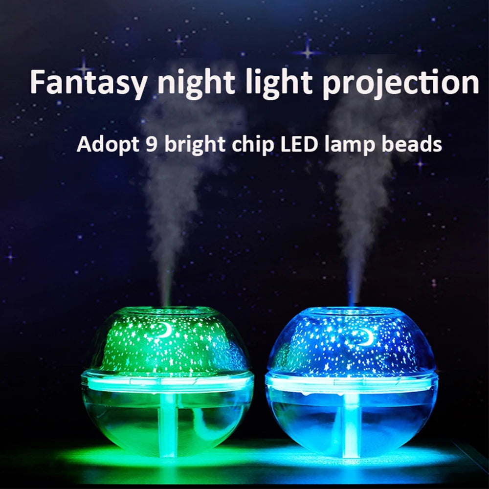 USB Ultrasonic Humidifier and Diffuser with Star sky Lamp