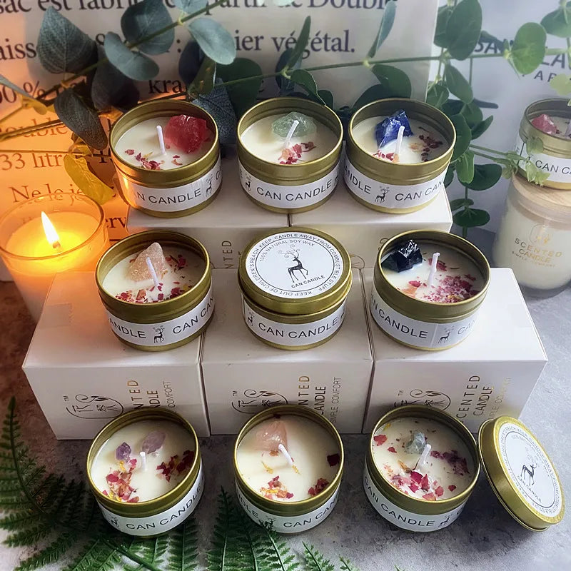 Smokeless Long Lasting Soy Candles with Dried Flower Fragrance