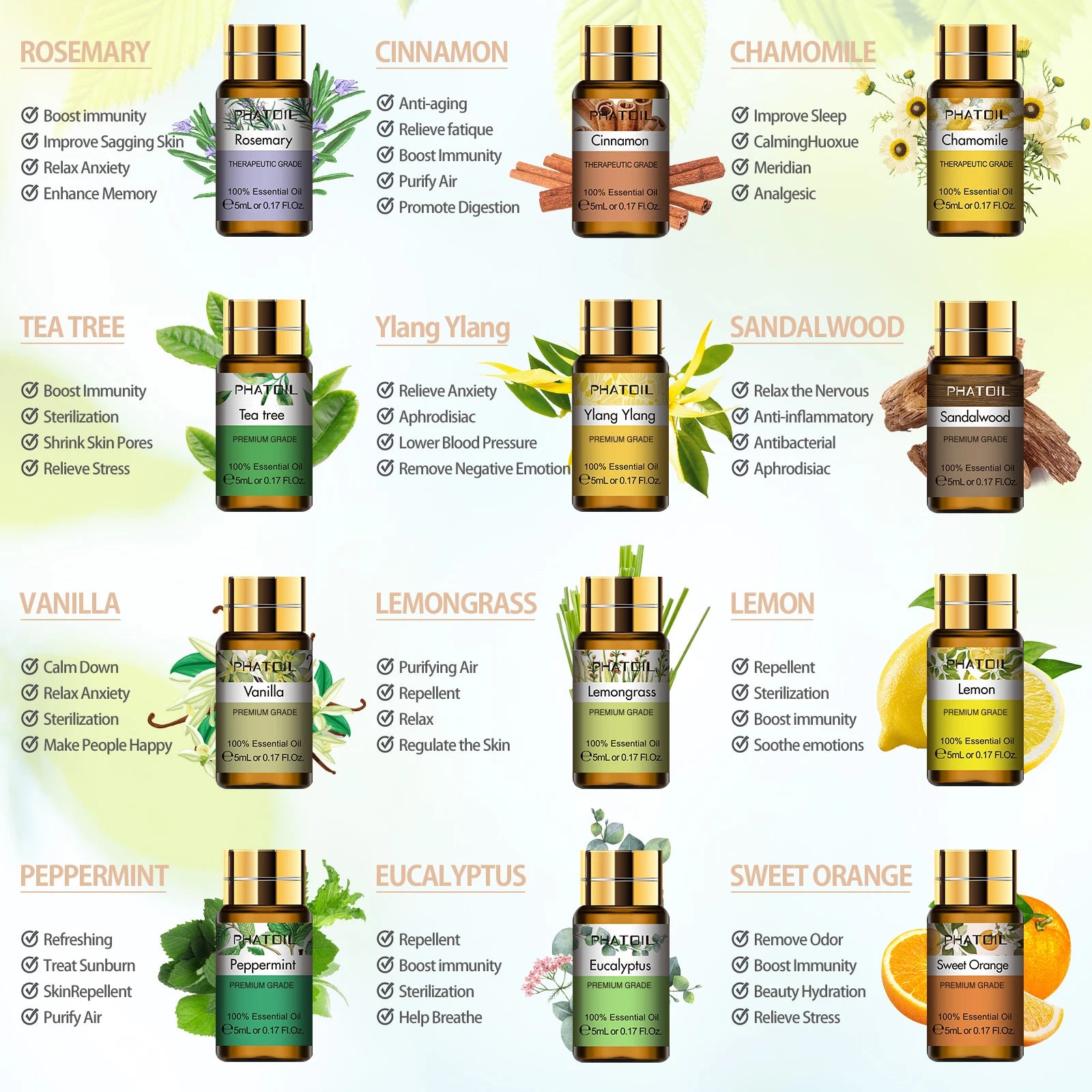 Pure Essential Oils 15pcs Gift Set for Aromatherapy Enthusiasts