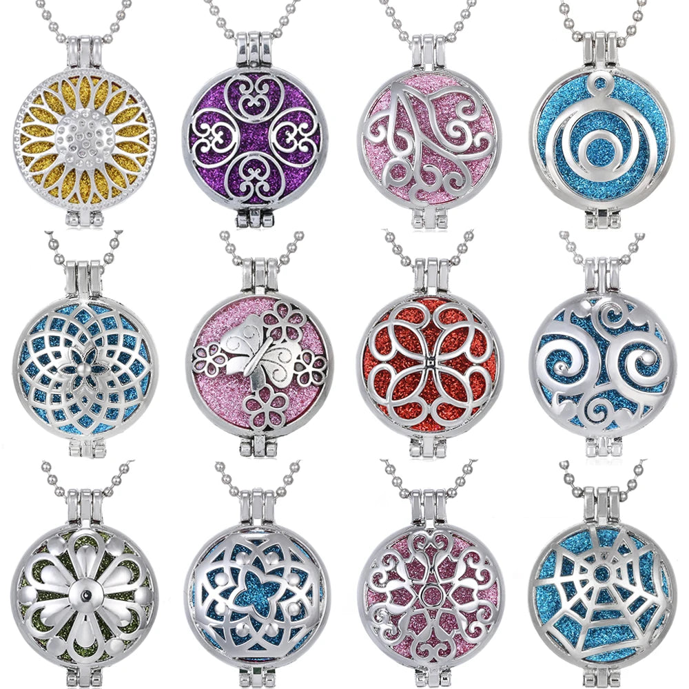 Aromatherapy Diffuser Necklace Vintage Flower Butterfly