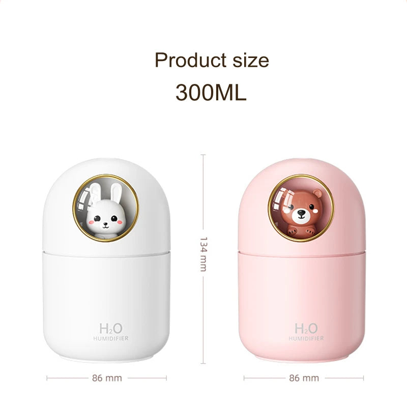 USB Ultrasonic Rabbit Bear Air Humidifier with Colourful LED Light