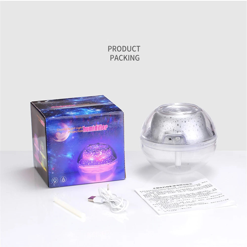 USB Ultrasonic Humidifier and Diffuser with Star sky Lamp