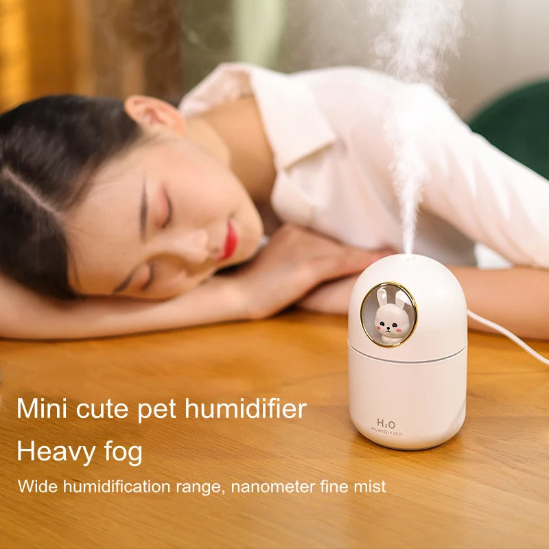 USB Ultrasonic Rabbit Bear Air Humidifier with Colourful LED Light