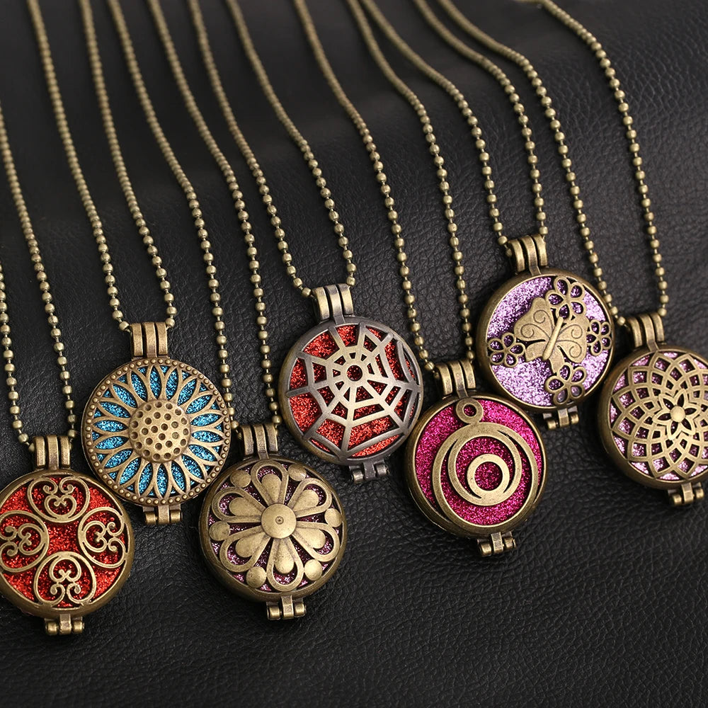 Aromatherapy Diffuser Necklace Vintage Flower Butterfly