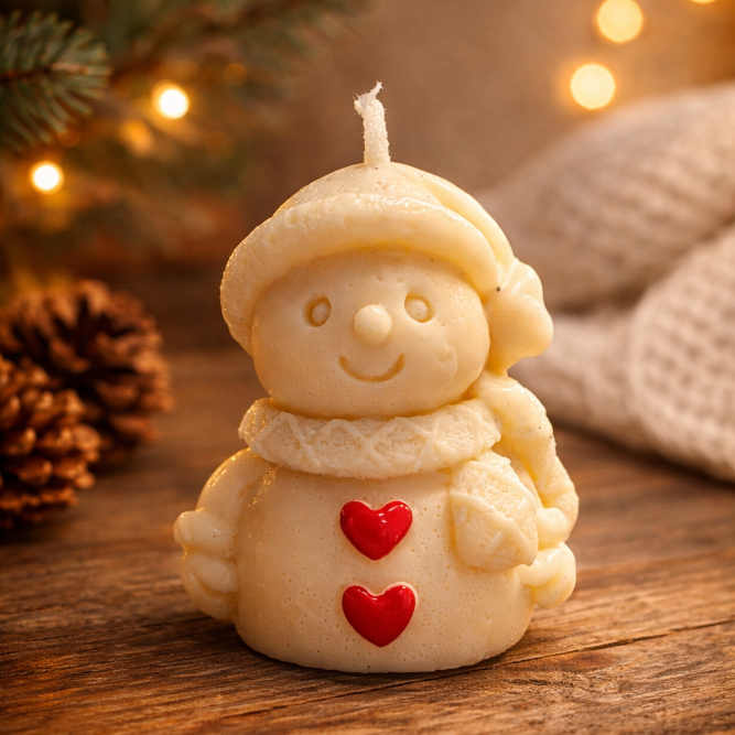 Snowman Heart Candles